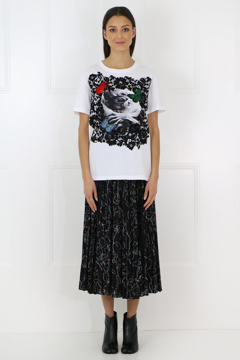 VALENTINO RTW X UNDERCOVER LACE BUTTERFLY T-SHIRT S/S WHITE