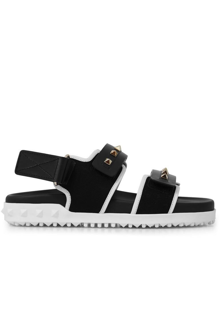 VALENTINO SHOES CHUNKY ROCKSTUD SANDAL BLACK/WHITE