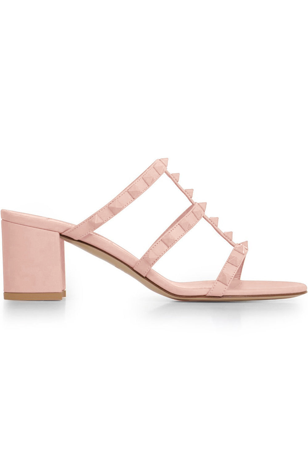VALENTINO SHOES ROCKSTUD THREE STRAP 60MM MULE | ROSE CANNELLE