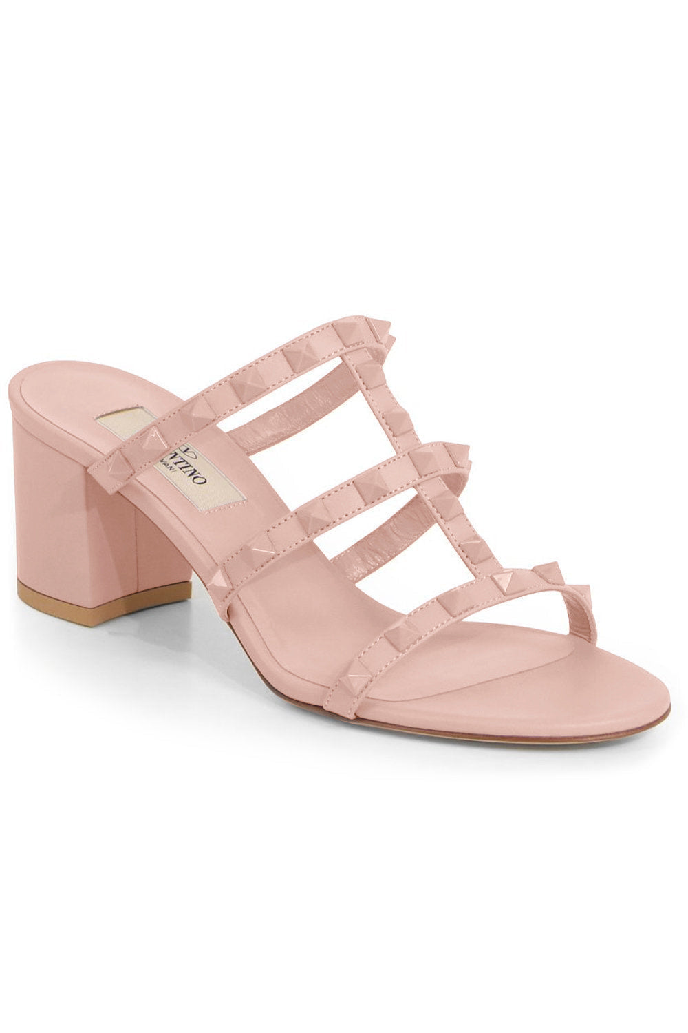 VALENTINO SHOES ROCKSTUD THREE STRAP 60MM MULE | ROSE CANNELLE