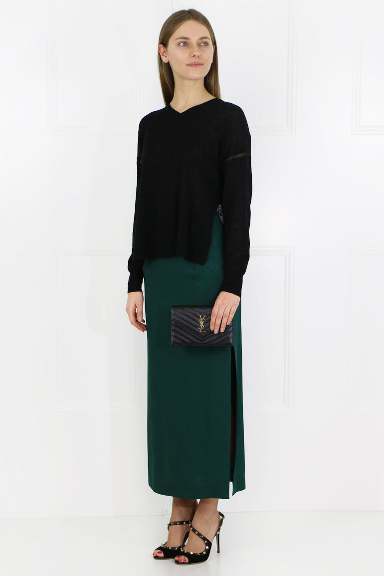 VILSHENKO RTW POPPY SIDE SPLIT SKIRT GREEN