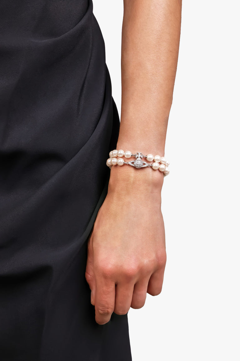 VIVIENNE WESTWOOD JEWELLERY Silver Graziella Pearl Bracelet | Silver/Cream Rose/White