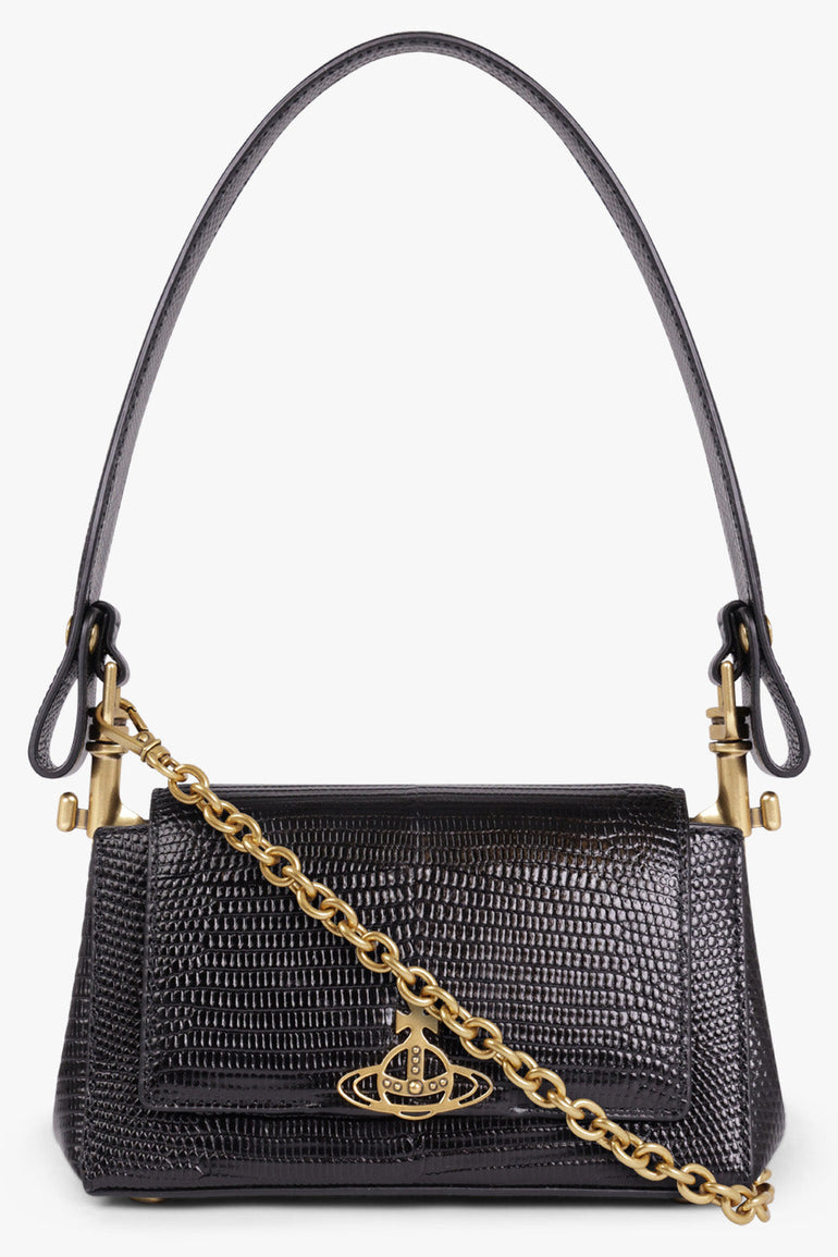 VIVIENNE WESTWOOD BAGS Black Hazel Small Handbag| Black/Gold