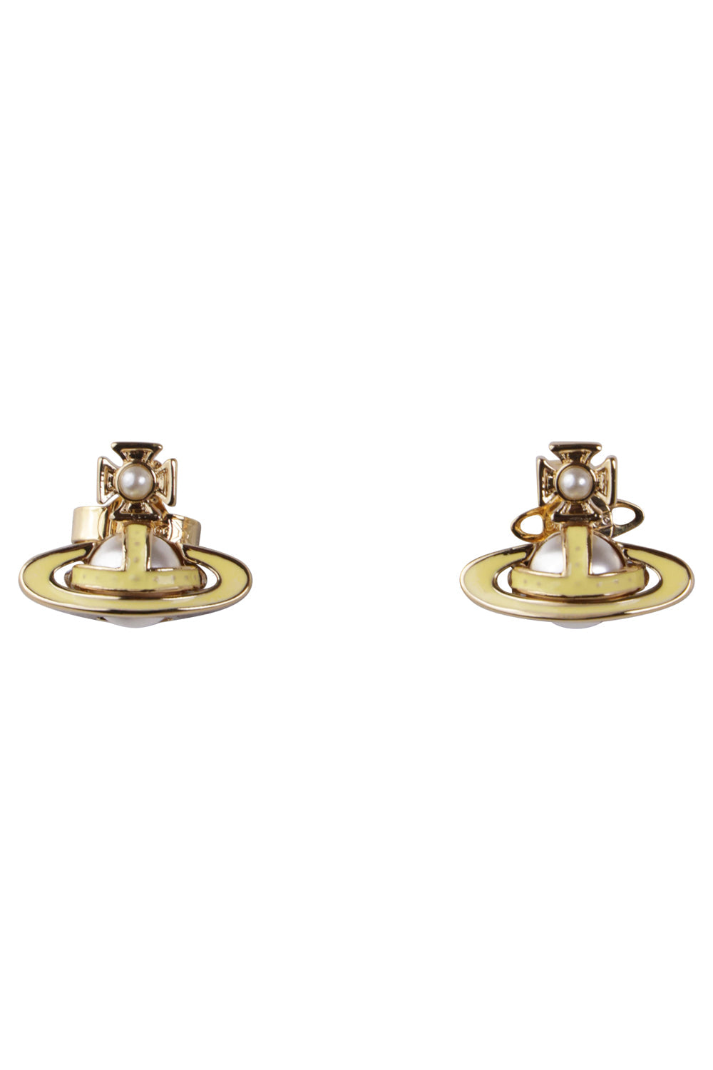VIVIENNE WESTWOOD JEWELLERY Gold Simonetta Bas Relief Earrings | Gold/Cream Rose Pearl