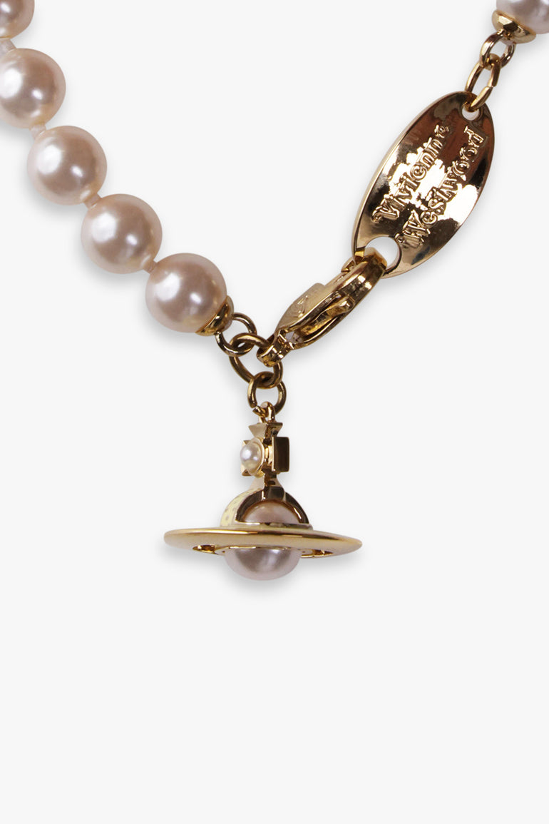 VIVIENNE WESTWOOD JEWELLERY Gold Simonetta Pearl Necklace | Gold/Cream Rose Pearl/Lemon