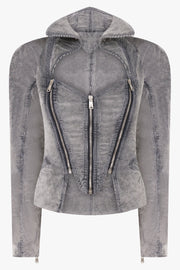 VIVIENNE WESTWOOD RTW Beetle Zip Denim Corduroy Jacket | Grey