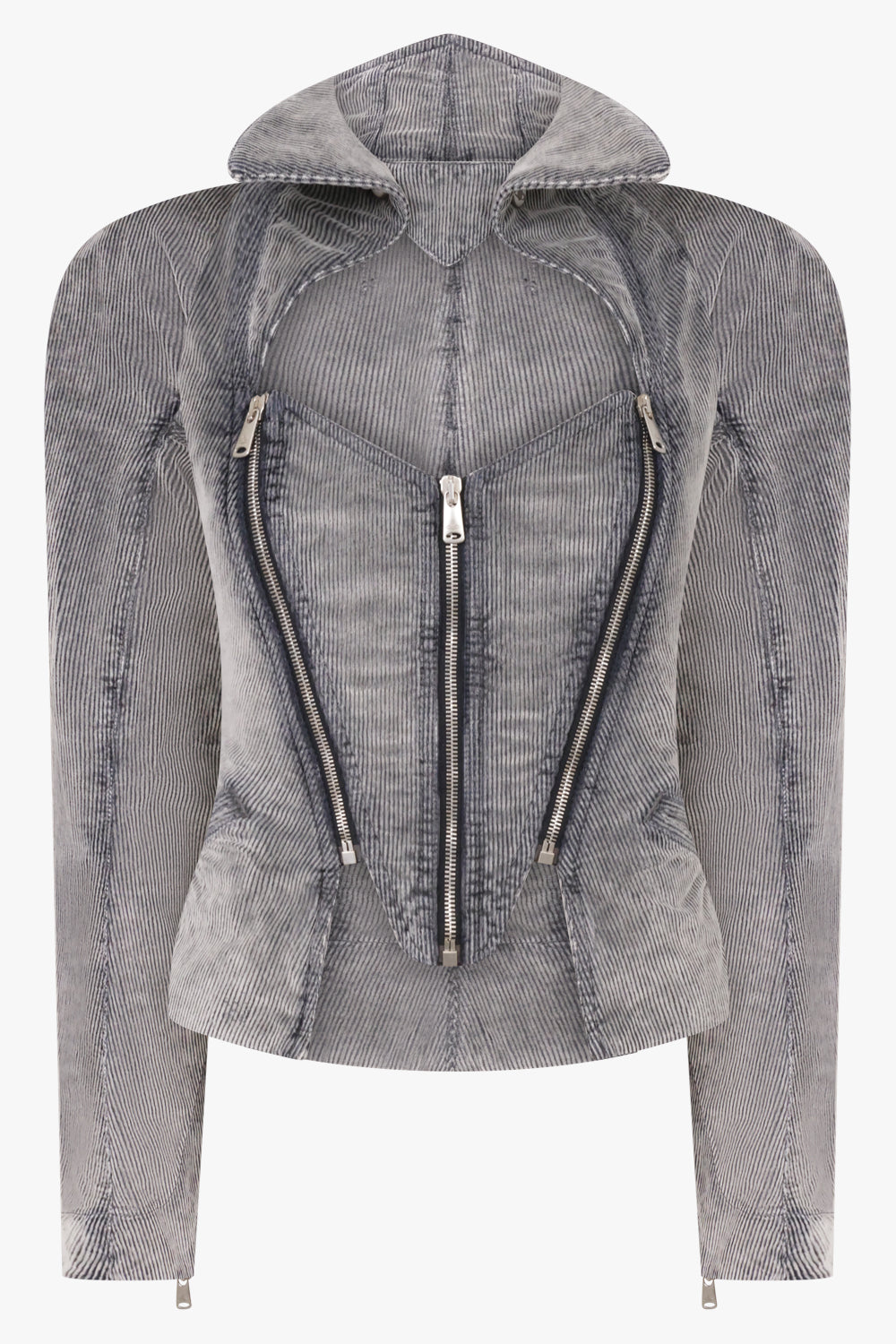 VIVIENNE WESTWOOD RTW Beetle Zip Denim Corduroy Jacket | Grey