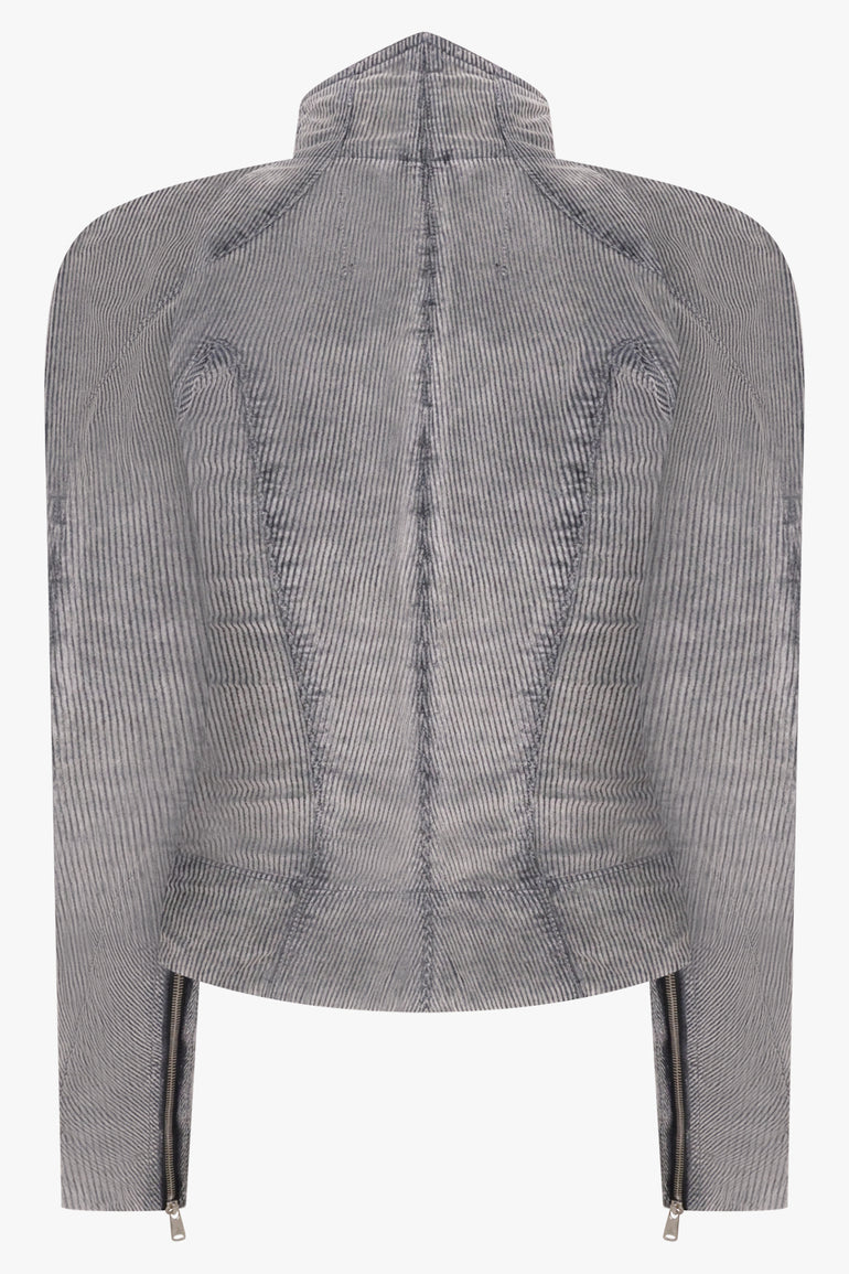 VIVIENNE WESTWOOD RTW Beetle Zip Denim Corduroy Jacket | Grey