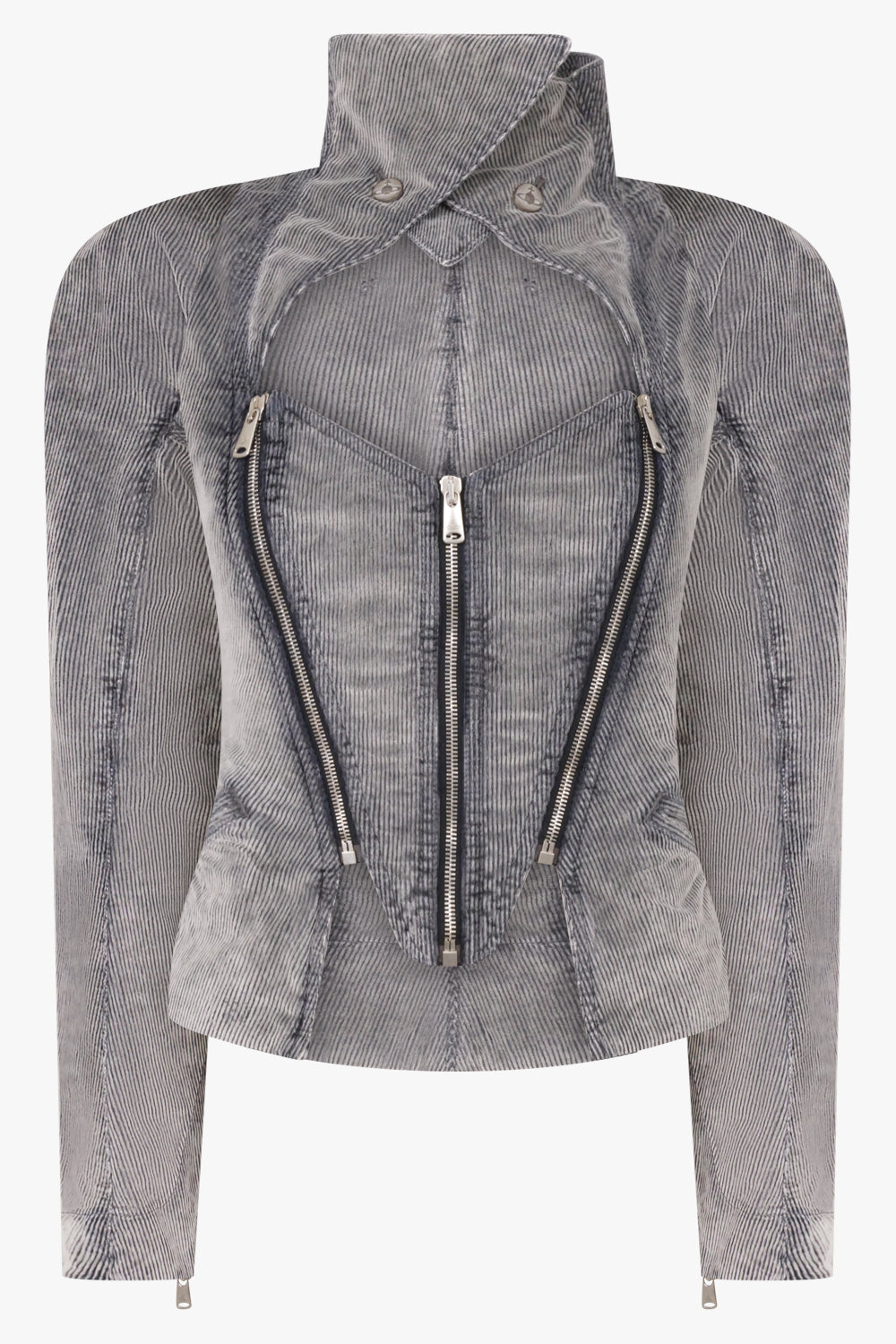 VIVIENNE WESTWOOD RTW Beetle Zip Denim Corduroy Jacket | Grey