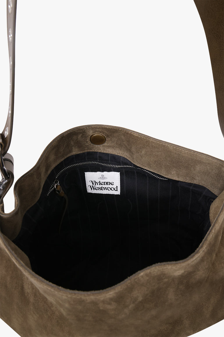 VIVIENNE WESTWOOD BAGS KHAKI / Khaki / One Size Maxime Medium Suede Shoulder Bag | Khaki