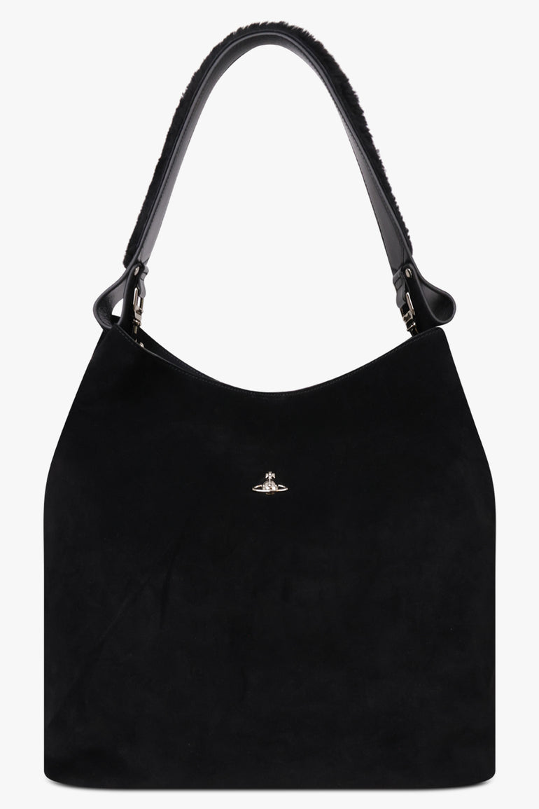 VIVIENNE WESTWOOD BAGS BLACK / Black / One Size Lottie Large Suede Shoulder Bag | Black