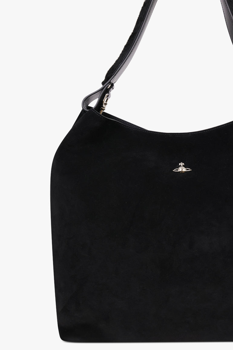 VIVIENNE WESTWOOD BAGS BLACK / Black / One Size Lottie Large Suede Shoulder Bag | Black