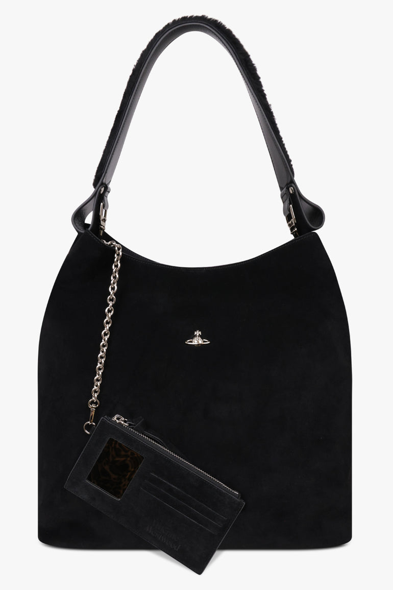 VIVIENNE WESTWOOD BAGS BLACK / Black / One Size Lottie Large Suede Shoulder Bag | Black
