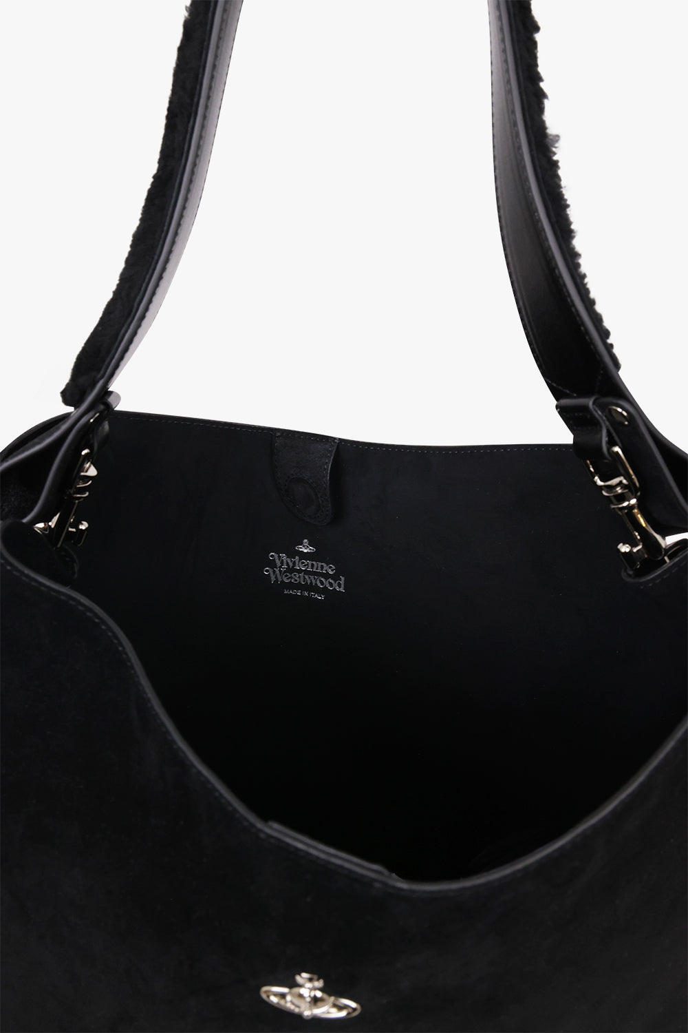 VIVIENNE WESTWOOD BAGS BLACK / Black / One Size Lottie Large Suede Shoulder Bag | Black