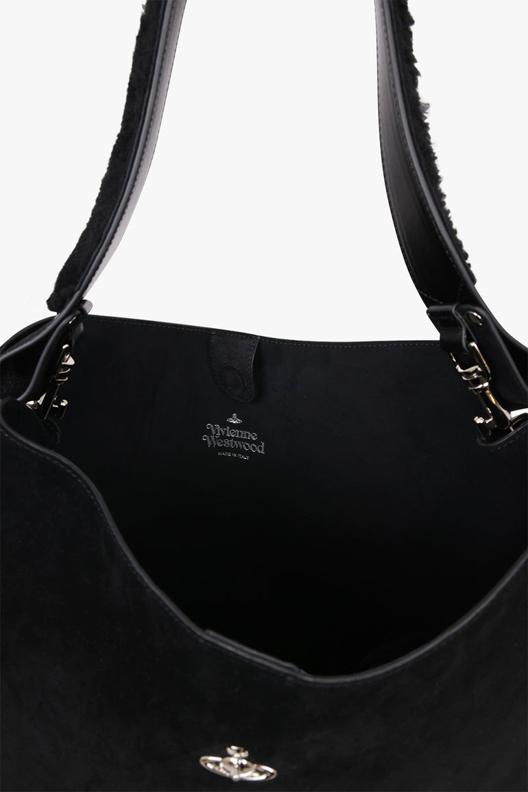 VIVIENNE WESTWOOD BAGS BLACK / Black / One Size Lottie Large Suede Shoulder Bag | Black