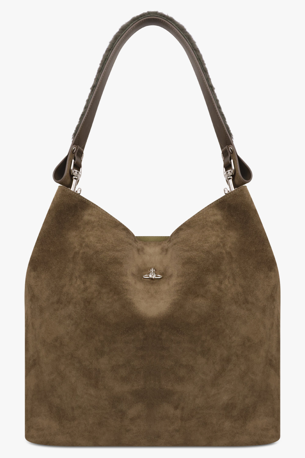 VIVIENNE WESTWOOD BAGS KHAKI / Khaki / One Size Lottie Large Suede Shoulder Bag | Khaki