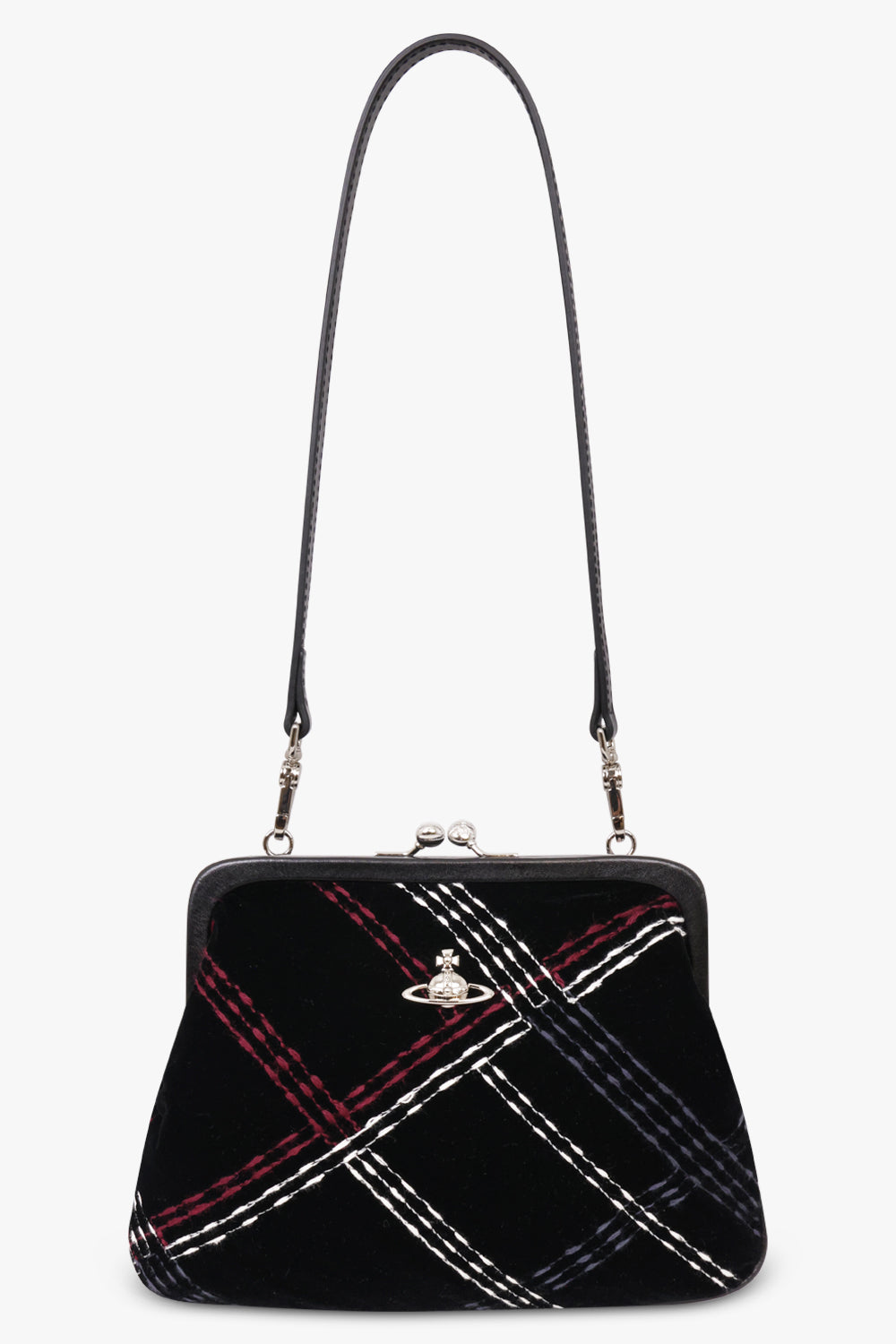 VIVIENNE WESTWOOD BAGS BLACK / Black/Multi / One Size Vivienne Velvet Check Clutch | Black/Multi