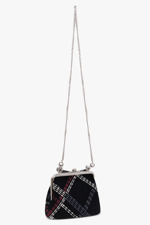 Granny Frame Check Velvet Purse | Black/Multi