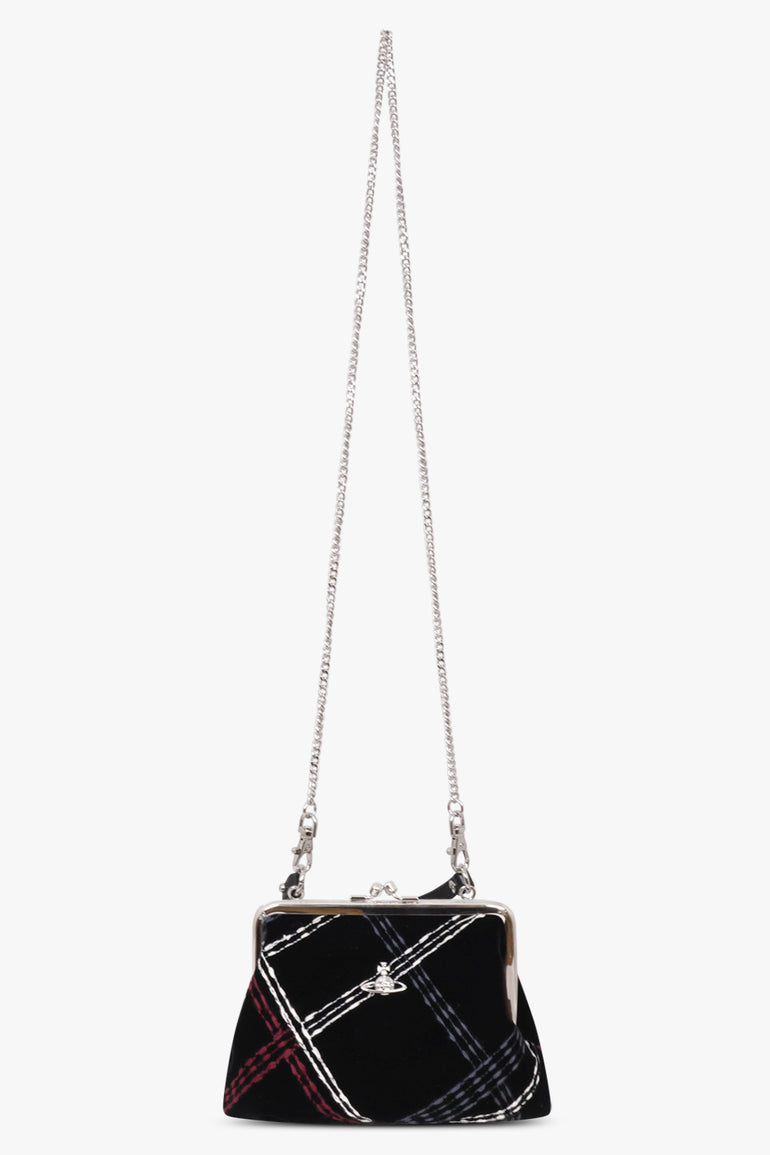 VIVIENNE WESTWOOD BAGS BLACK / Black/Multi / One Size Granny Frame Check Velvet Purse | Black/Multi