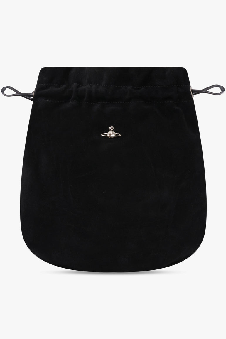 VIVIENNE WESTWOOD BAGS BLACK / Black / One Size Suede Drawstring Pouch | Black