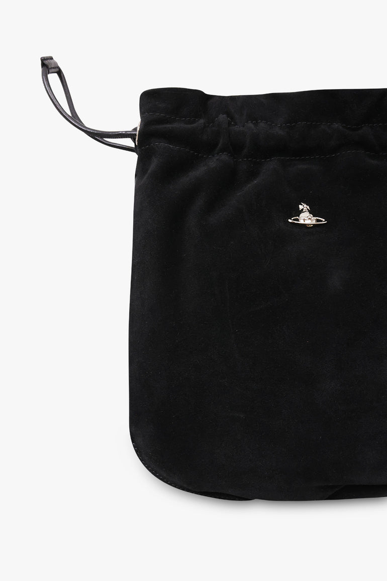 VIVIENNE WESTWOOD BAGS BLACK / Black / One Size Suede Drawstring Pouch | Black