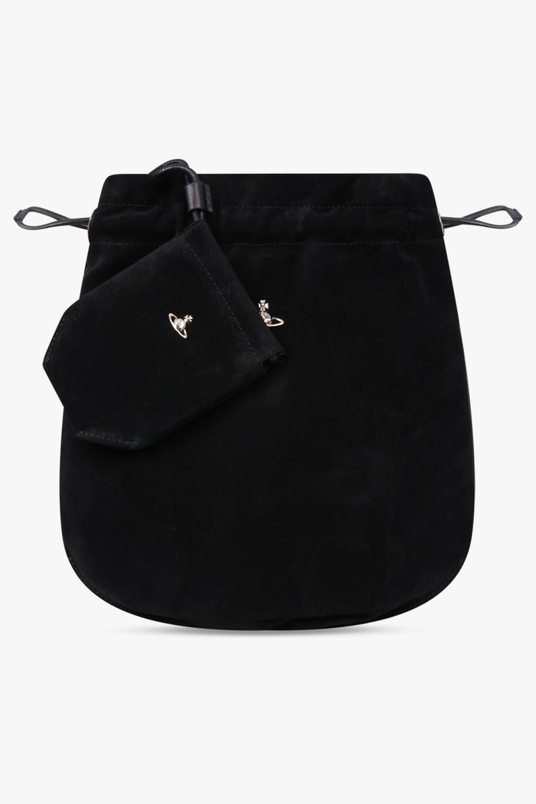 VIVIENNE WESTWOOD BAGS BLACK / Black / One Size Suede Drawstring Pouch | Black
