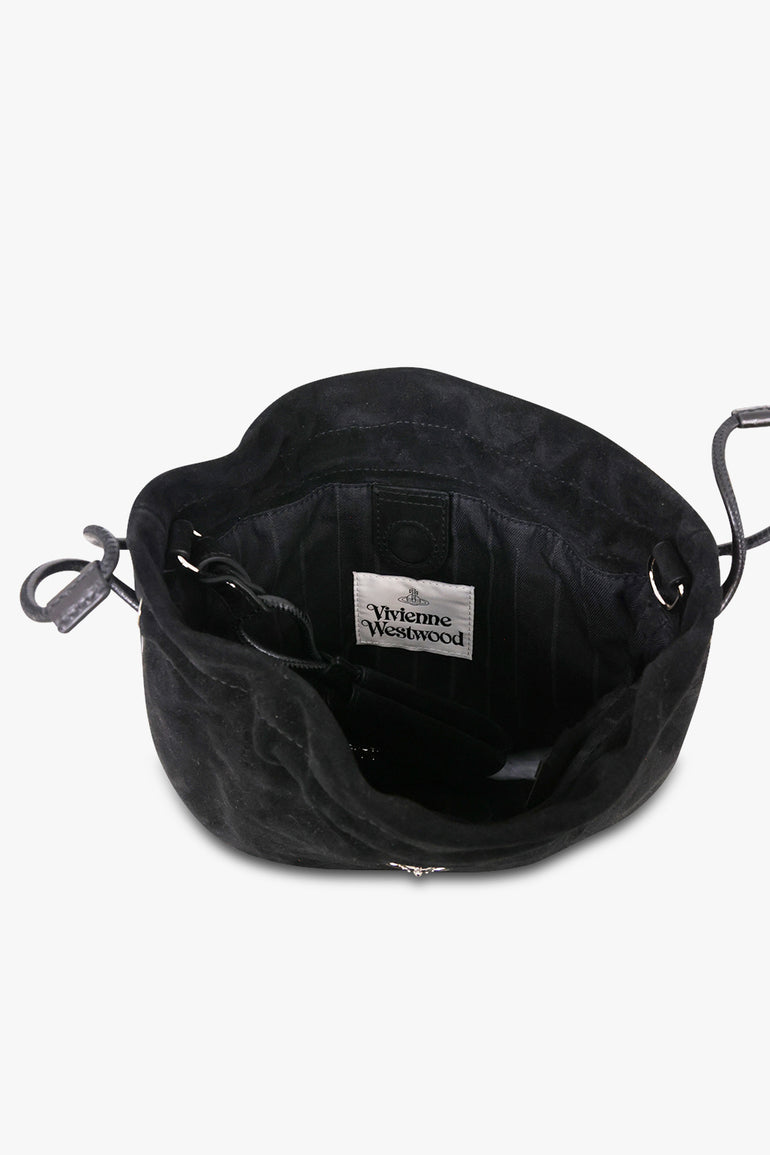 VIVIENNE WESTWOOD BAGS BLACK / Black / One Size Suede Drawstring Pouch | Black