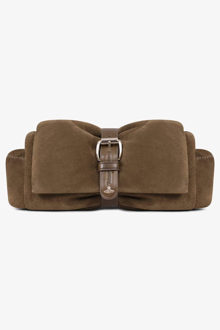 VIVIENNE WESTWOOD BAGS KHAKI / Khaki / One Size Hazel Suede Treasure Clutch | Khaki