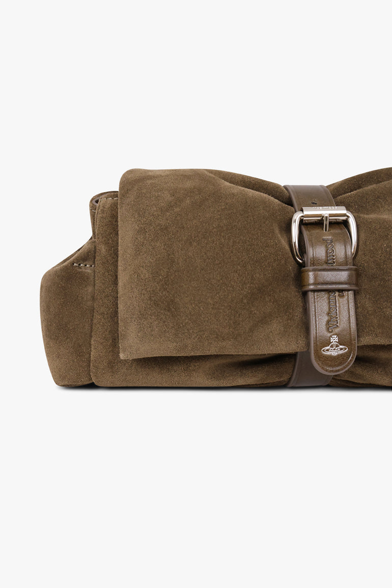 VIVIENNE WESTWOOD BAGS KHAKI / Khaki / One Size Hazel Suede Treasure Clutch | Khaki