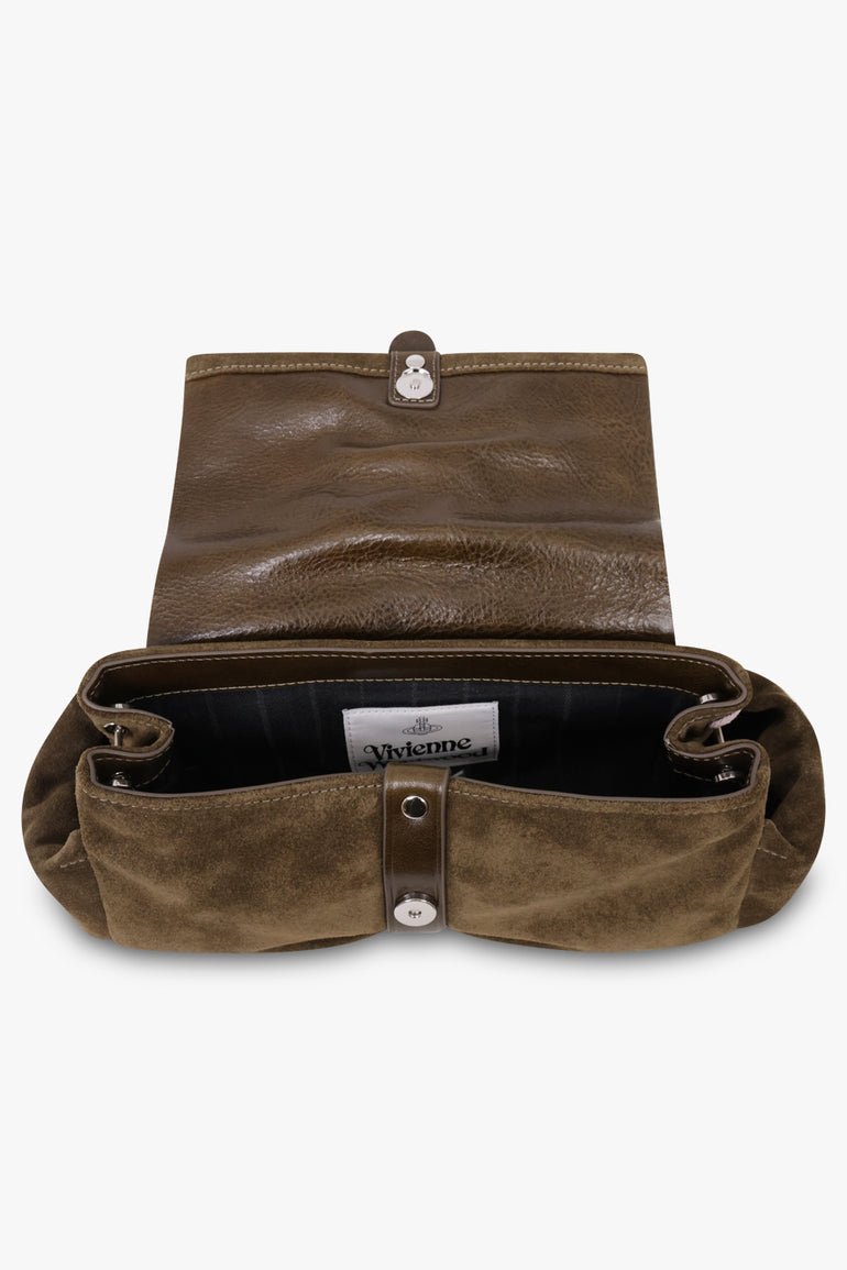 VIVIENNE WESTWOOD BAGS KHAKI / Khaki / One Size Hazel Suede Treasure Clutch | Khaki