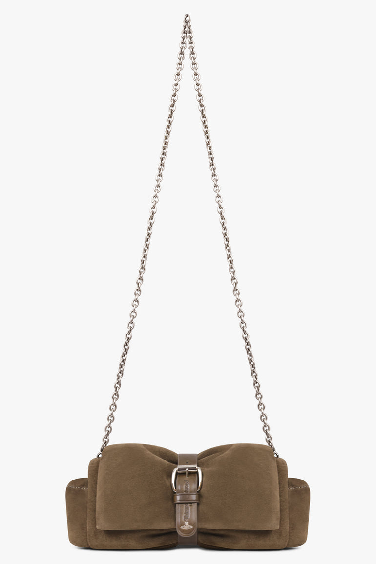 VIVIENNE WESTWOOD BAGS KHAKI / Khaki / One Size Hazel Suede Treasure Clutch | Khaki