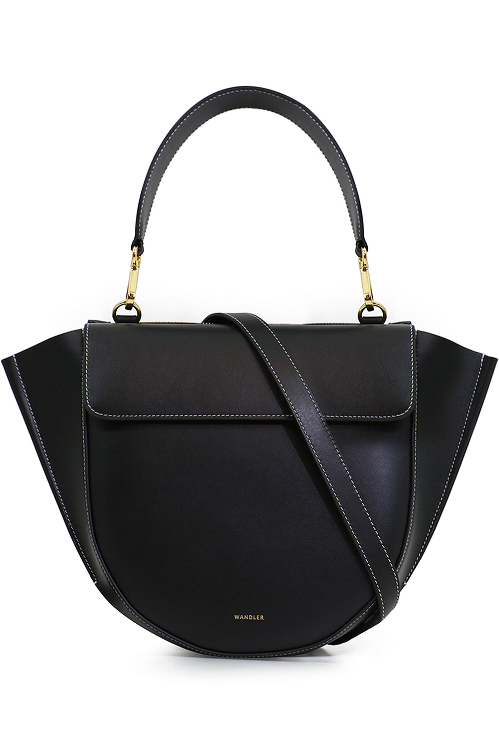 WANDLER BAGS MULTI HORTENSIA MEDIUM BAG BLACK/WHITE STITCH