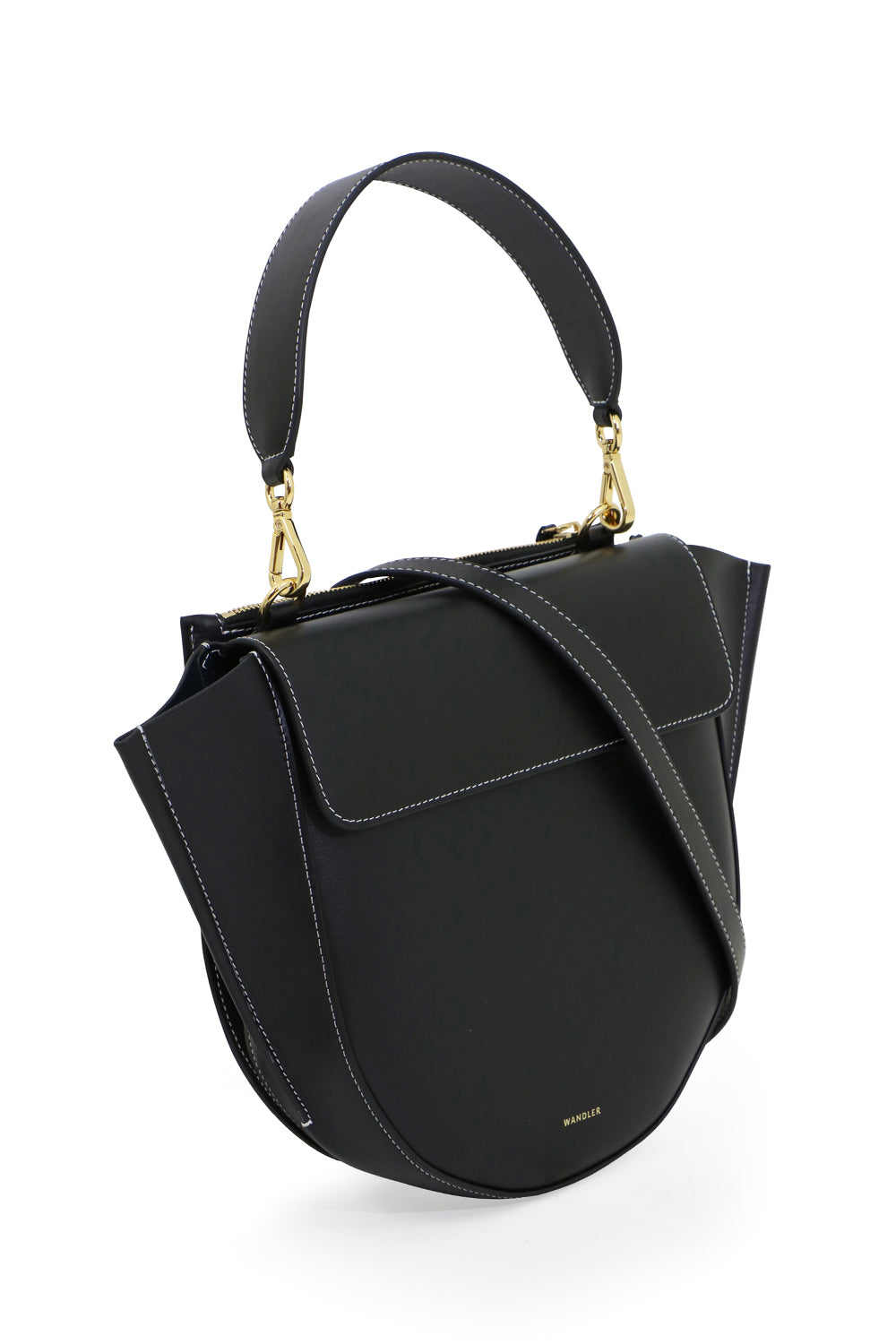 WANDLER BAGS MULTI HORTENSIA MEDIUM BAG BLACK/WHITE STITCH
