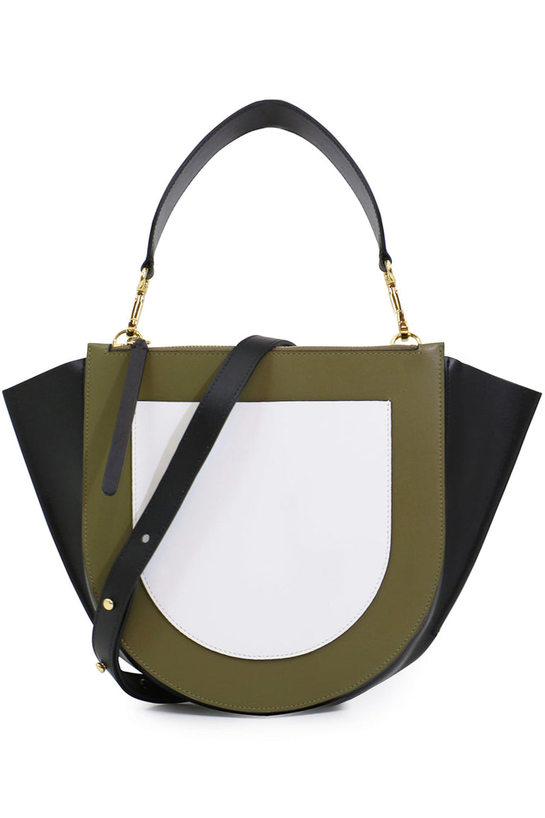 WANDLER BAGS MULTI HORTENSIA MEDIUM BAG KHAKI/WHITE/BLACK