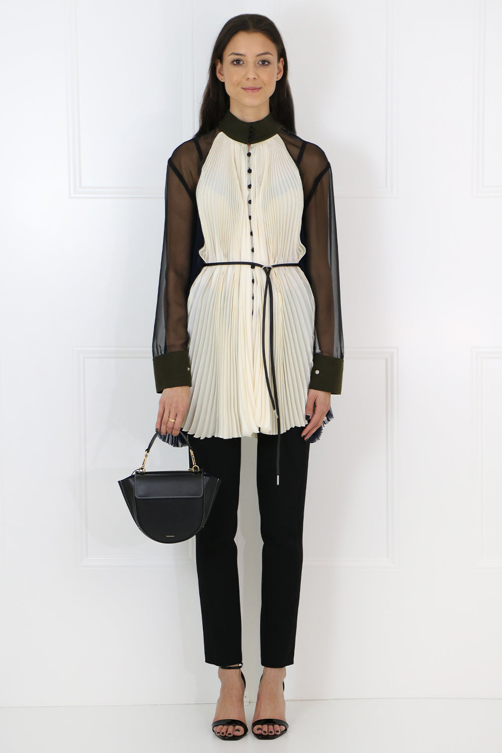 WANDLER BAGS MULTI HORTENSIA MINI BAG BLACK/WHITE STITCH
