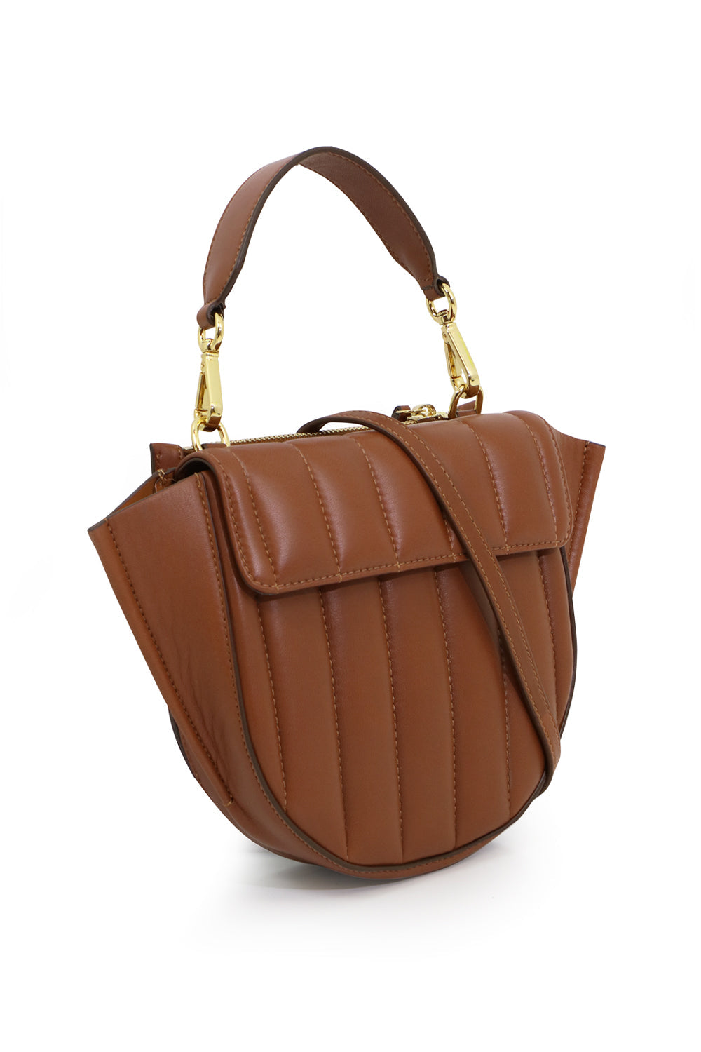 WANDLER BAGS BROWN HORTENSIA QUILTED MINI BAG TAN