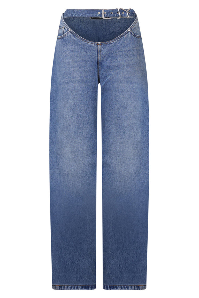 Y/PROJECT JEANS DENIM JEANS Y-BELT ARC CUT-OUT | FADED BLUE