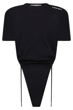 Y/PROJECT RTW RUCHED BODY T-SHIRT | BLACK