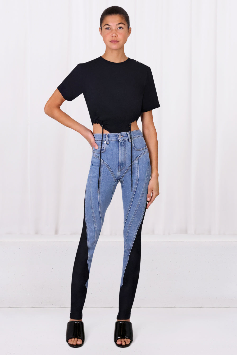 Y/PROJECT RTW RUCHED BODY T-SHIRT | BLACK
