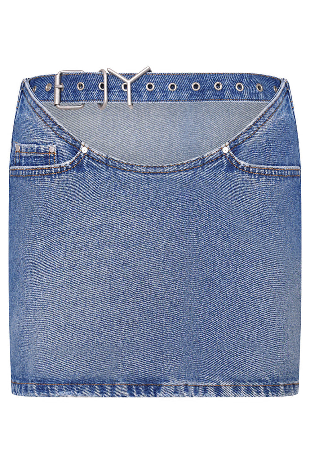 Y/PROJECT SKIRTS DENIM SKIRT Y-BELT ARC CUT OUT | FADED BLUE
