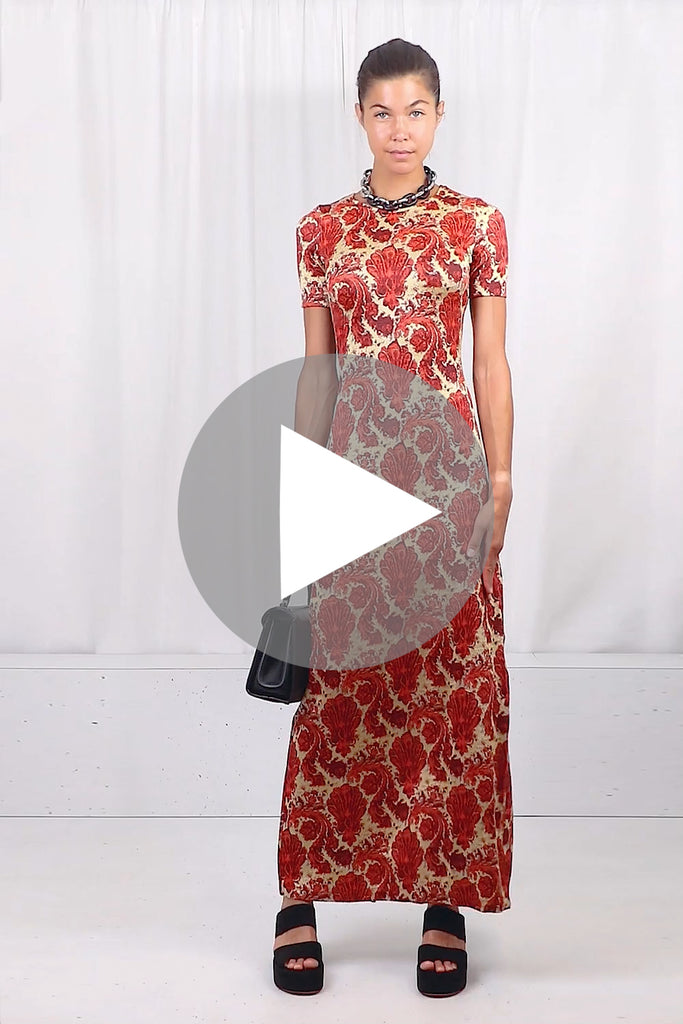 PACO RABANNE TAPESTRY PRINT MAXI DRESS GRUNGE RED NEW SEASON PARLOUR X