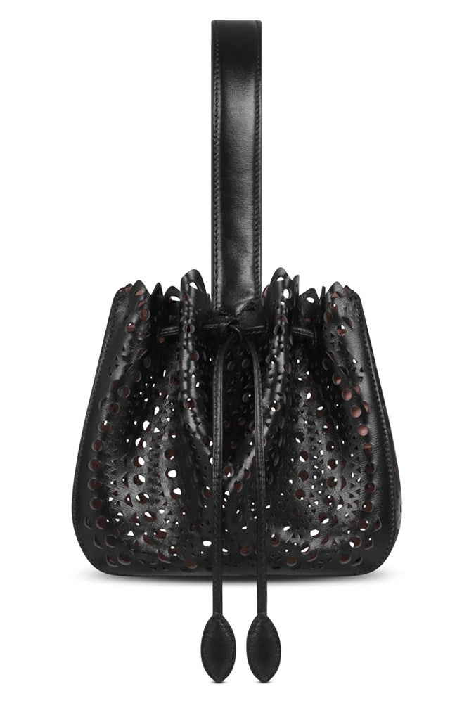 ALAIA BAGS BLACK Iconic Wristlet Rose Marie Vienne Calfskin Bag | Black