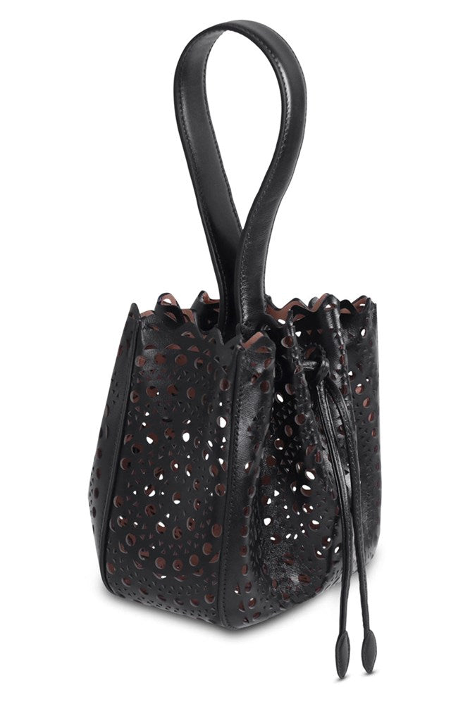 ALAIA BAGS BLACK Iconic Wristlet Rose Marie Vienne Calfskin Bag | Black