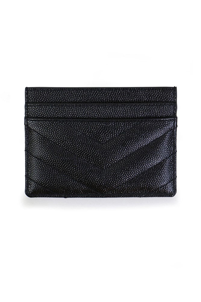 SAINT LAURENT SMALL LEATHER GOODS BLACK MONOGRAMME QUILTED CARD HOLDER BLACK/GOLD